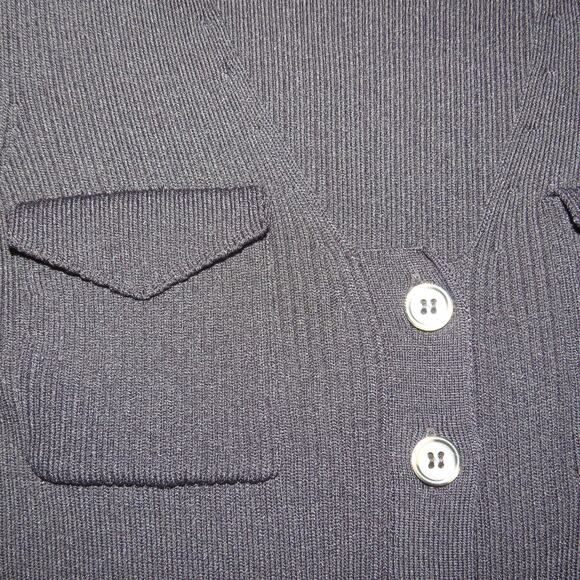 Zara Black Ribbed Knit Button Front Midi Pocket Dress - Picture 9 of 12